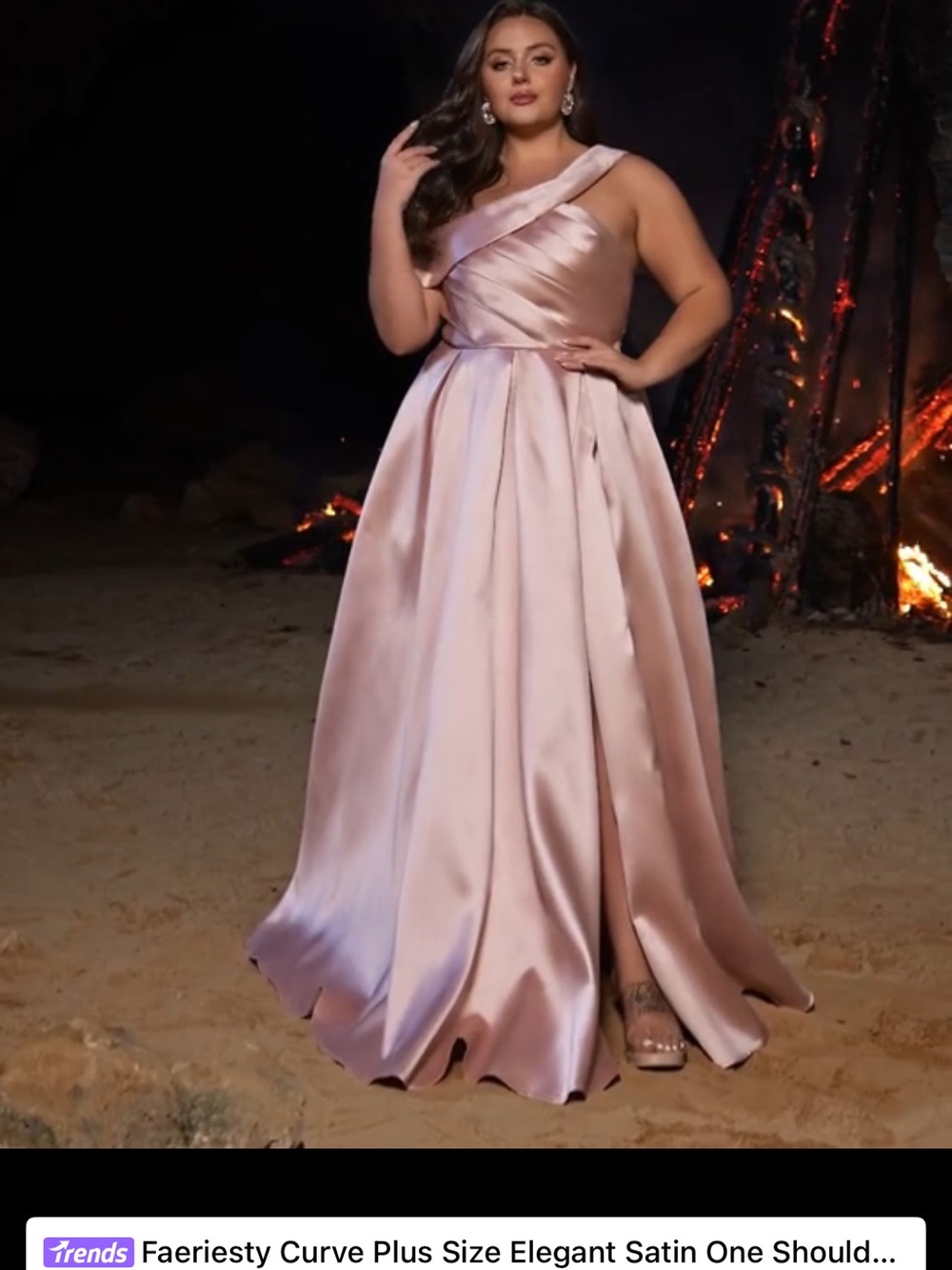SHEIN Pink Satin One-Shoulder Formal Gown for Women’s